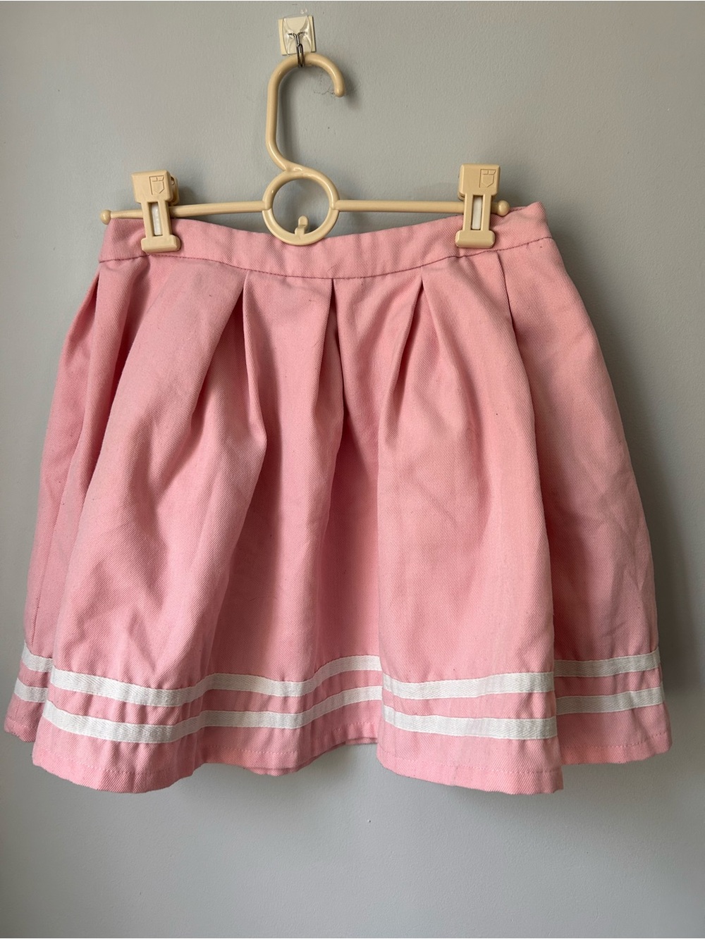 Hot Topic Pink Pleated Mini Cheer Skirt White Stripe Trim Academia Skater Small